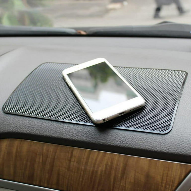 Car Rubber Pad, General Car Dashboard Anti-Slip Pad, Black Leather Texture  Decorative Car for Mobile Phones, Sunglasses, Keys, Coins