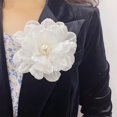 thumbnail image 2 of Lady Camellia Flower Brooch Pin for Women Girls Elegant Fabric Shell Pearl Hat and Hair Clips Brooches Lapel Pins Cocktail Tea Party Costume Dress Accessories Wedding Holiday Jewelry Gift, 2 of 11