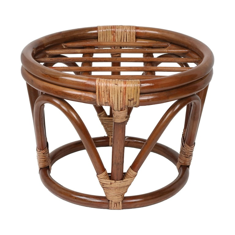 International Caravan Rattan Ottoman with Outdoor Fabric Cushion International Caravan Rattan Ottoman with Outdoor Fabric Cushion