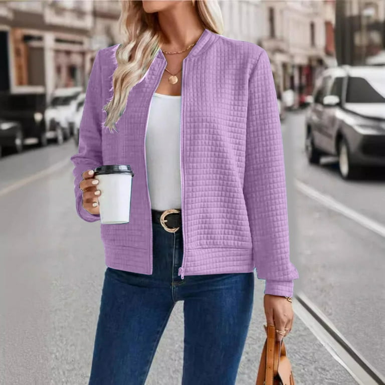 Zshosam Womens Jackets Plus Size Long Sleeve Front Zip Casual