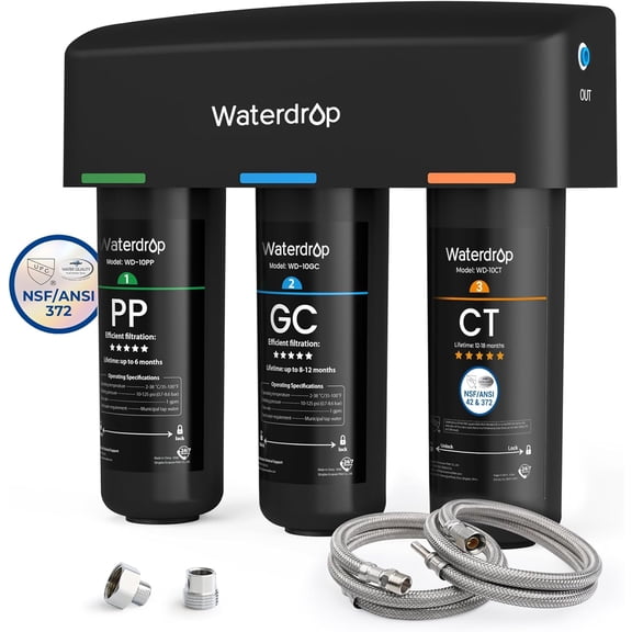 Restored Waterdrop TSA 8 Layer Under Sink Water Filter System, Under Sink Water Filtration System, Reduces PFAS, PFOA/PFOS, Fluoride, Chlorine, Bad Taste & Odor, USA Tech (Refurbished)