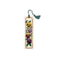 Floral Cross-Stitch Bookmark - DIY Pansy Flower Page Marker Kit Includ