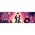thumbnail image 5 of LUUFILx Retro Disco Party Banner Vinyl Record Music Theme Backdrop Dance Night Decoration Palm Trees Background for Wedding Event Celebration Photography Props, 5 of 7