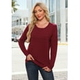 thumbnail image 2 of Asklazy Women's Sweater Lightweight Long Sleeve Soft Comfortable Pullover Tops Basic Knit,Wine Red,S, 2 of 8