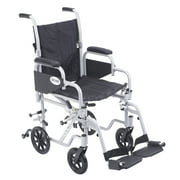 Drive Medical Poly Fly Light Weight Transport Chair Wheelchair with Swing away Footrests, 16" Seat