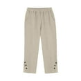 thumbnail image 5 of Seductiva Clearance Sales Soft Leggings for Women Women's Fashionable Casual Buttons with Pockets Cotton and Linen Loose Trousers Cropped Trousers Striped Cotton and Linen Pants, 5 of 5