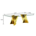 thumbnail image 5 of 51" Glass Coffee Table with Rectangular Tempered Glass Top & Flash-Shaped Irregular Stainless Steel Base, Central Table, Cocktail Table, Tea Table for Living Room, Office., 5 of 6