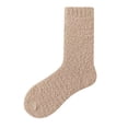 thumbnail image 6 of MKOSPLRT Winter Warm Home Sleeping Socks for Ladies Brown Plush Thick Flannel Fleece Mid‑Calf Floor Socks Cozy Fluffy Casual House Socks Night Rest Indoor Lounging, 6 of 8