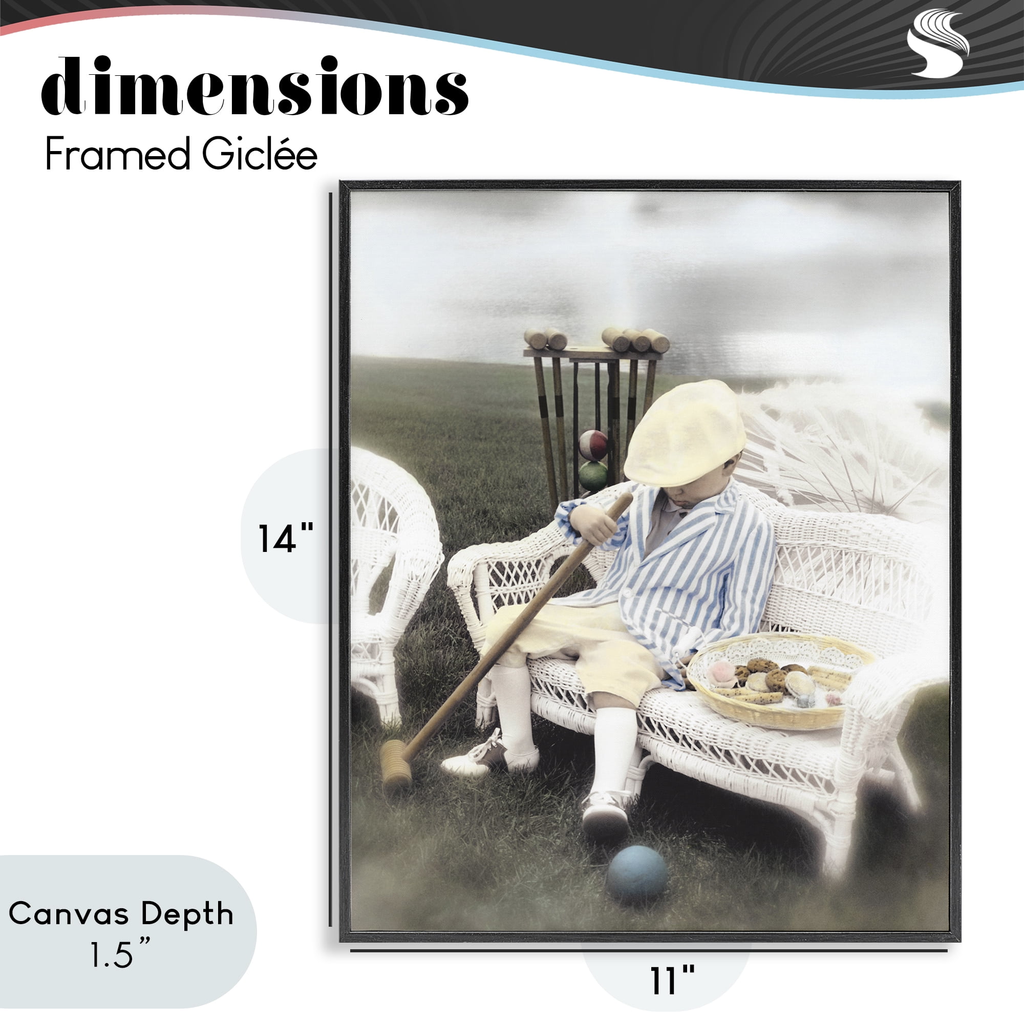 Stupell Industries Child with Croquet Mallet Black Framed Giclee Art, design by Kendra Dew