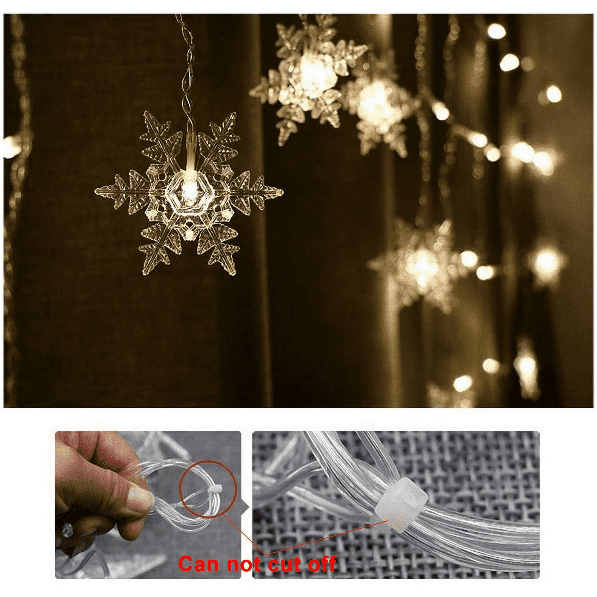 Christmas Snowflake Curtain String Lights, 11.5ft 96 LED Fairy Lights.Waterproof Lights Indoor Outdoor Xmas Decorations for Bedroom Party Patio Room Garden Home Xmas Tree Decorations (Warm White)