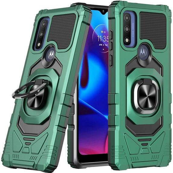 Cass Creations Case for Motorola G Power (2022), Motorola G Pure (2021), Advanced Armor Full Body Hybrid Shock Proof Bumper Protective Phone Cover - Green
