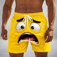 thumbnail image 2 of KHONTS Men's Funny Face Printed Elastic Drawstring Waist Swim Trunk Summer Casual Board Shorts Beach Resort Stretchy Bathing Suit Yellow XXXL, 2 of 4