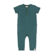 Burt's Bees Baby Organic Cotton Baby Boy Short Sleeve Jumpsuit, Sizes Newborn-24 Months