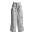 thumbnail image 4 of Elvqul Cargo Pants for Women with Multi Pockets, High Waisted Straight Leg Pants Elastic Waist Button Zip Quick Dry Casual Baggy Relaxed Fit Athletic Pants for Hiking Climbing, 4 of 7