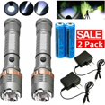 thumbnail image 2 of 2-Pack Rechargeable LED Flashlights 5 Modes Zoomable 100m Range for Camping Hiking Emergency, Aluminum Alloy 6.5in Tactical Handheld Torch with 18650 Batteries and Dual Chargers Included Outdoor Gear, 2 of 10