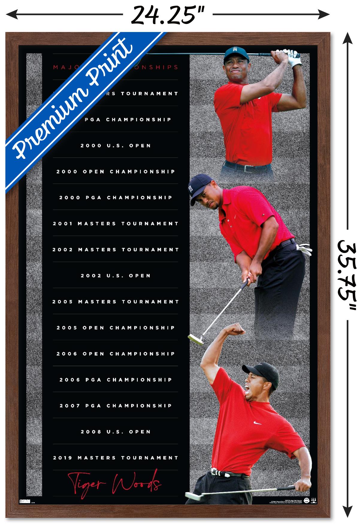 Tiger Woods - Majors Wall Poster, 22.375" x 34" Framed