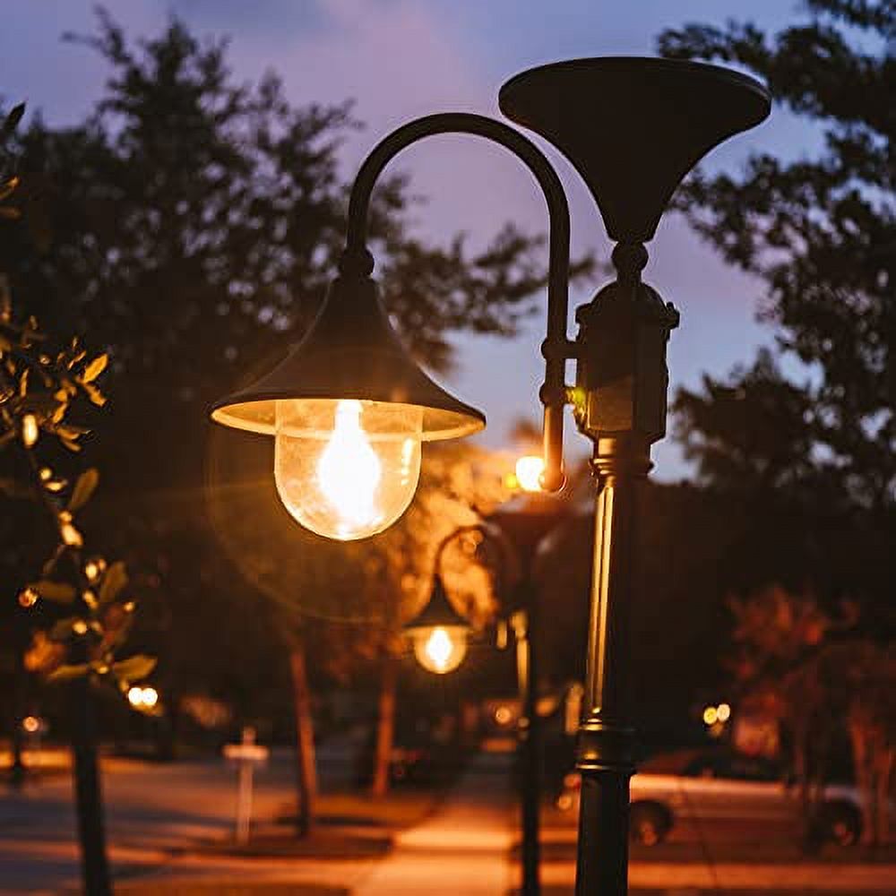 GAMA Sonic Everest Outdoor Solar Lamp Post Light Kit, Black Cast Aluminum  Industrial Style Downlight Lamp, Light Pole, and Concrete Sleeve Anchors  with Warm White Light 2700K (109001)