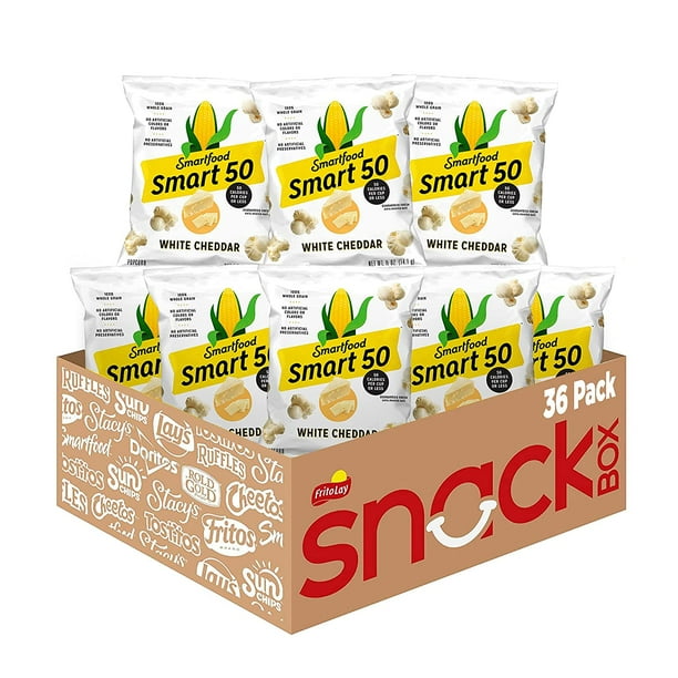 Smart50 Popcorn, White Cheddar, 0.5oz Bags (Pack of 36)