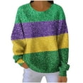 thumbnail image 2 of NuoCaiYun Mardi Gras Sweatshirt for Women Carnival Long Sleeve Pullover New Purple Yellow Green Tops, 2 of 6