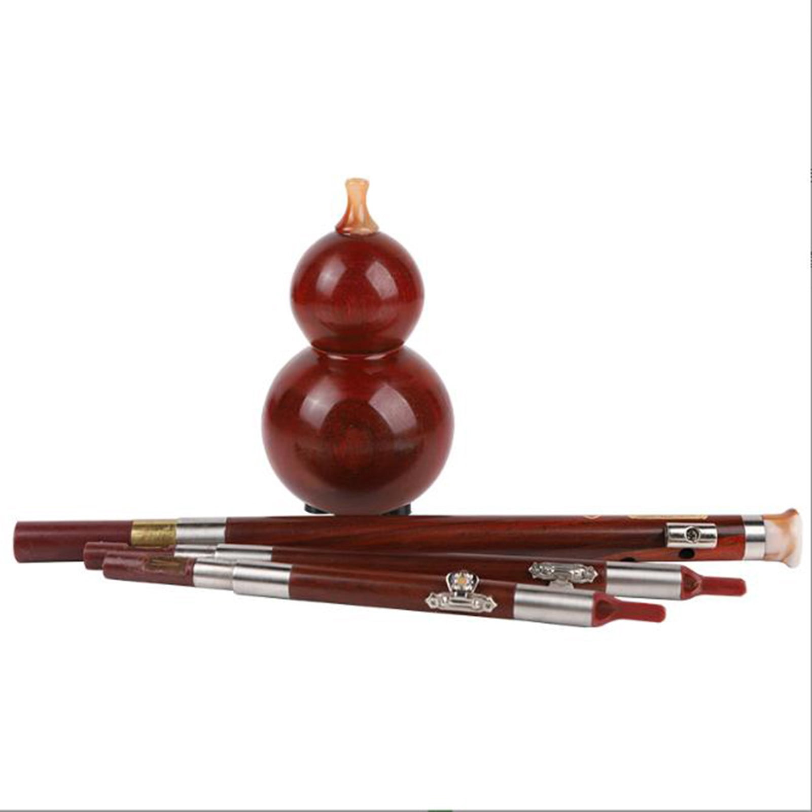 Hulusi Flute Handmade Chinese Bamboo Hulusi with Chinese Knot for Beginners Music Lovers, Woodwind Instrument