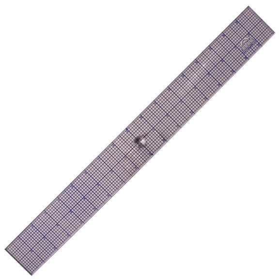 2" x 18" Design Ruler with Easy Grip Knob. Made of Thick 1/8" Acrylic. Use with Rotary Cutters and Razor Knives. Great for Designing, Layout, Quilting, Sewing, Drafting. Made In USA!
