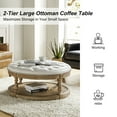 thumbnail image 2 of 35" Leather Round Cocktail Ottoman Storage Coffee Table for Bedroom Home Living Room Ivory, 2 of 7