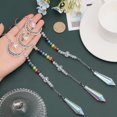thumbnail image 3 of 1bag Alloy Moon Decorations 7 Chakra AB color Glass Beaded Hanging Ornament with Glass Cone & Star/Ice Flower/Heart Charm Antique Silver 280mm 1pc/style 5pcs/set 1 set/bag, 3 of 5