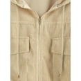 thumbnail image 5 of ZAFUL Corduroy Pocket Hooded Zip Up Jacket Light Khaki M, 5 of 5
