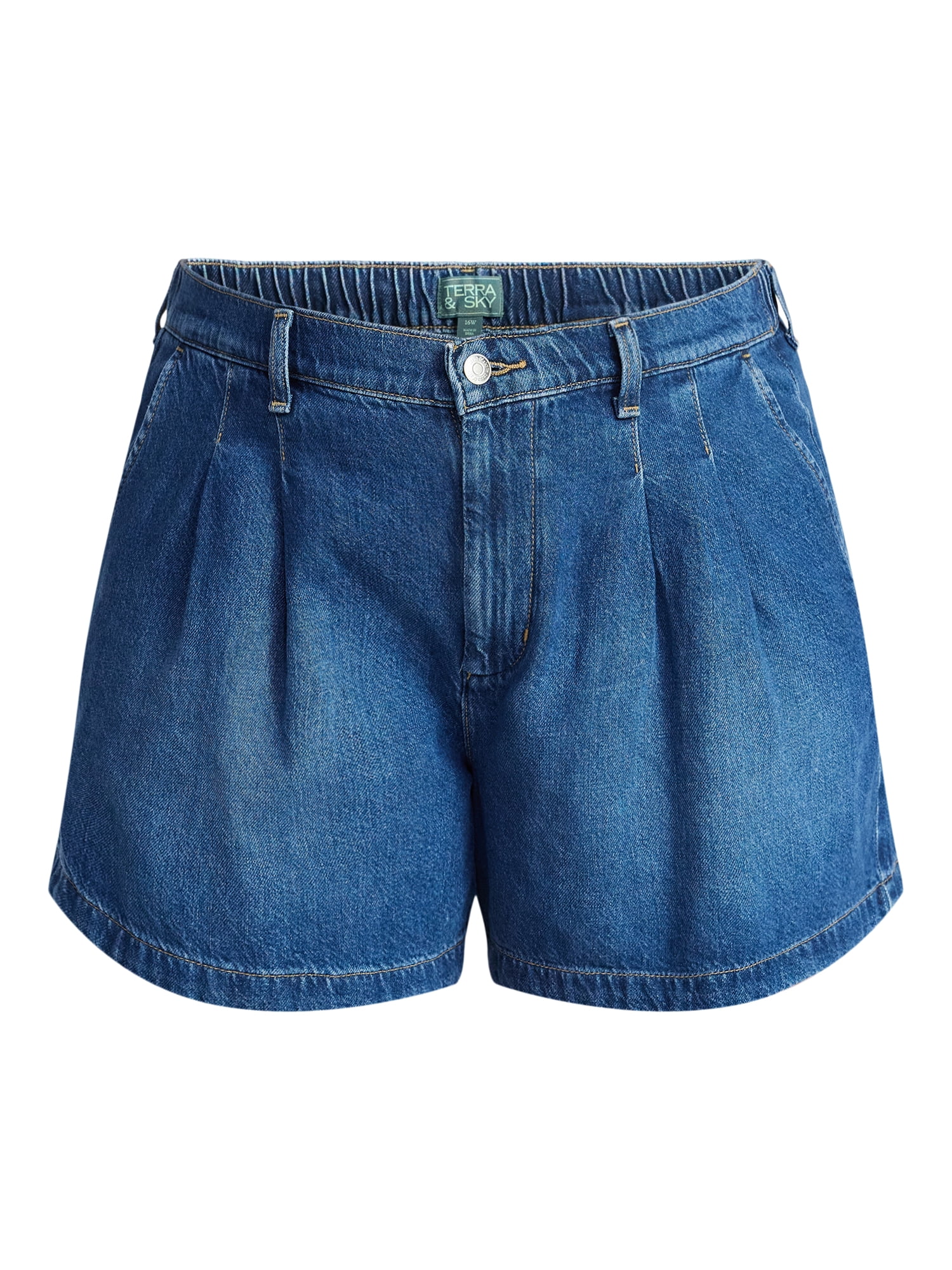 Terra & Sky Women's Plus Drapey Denim Shorts