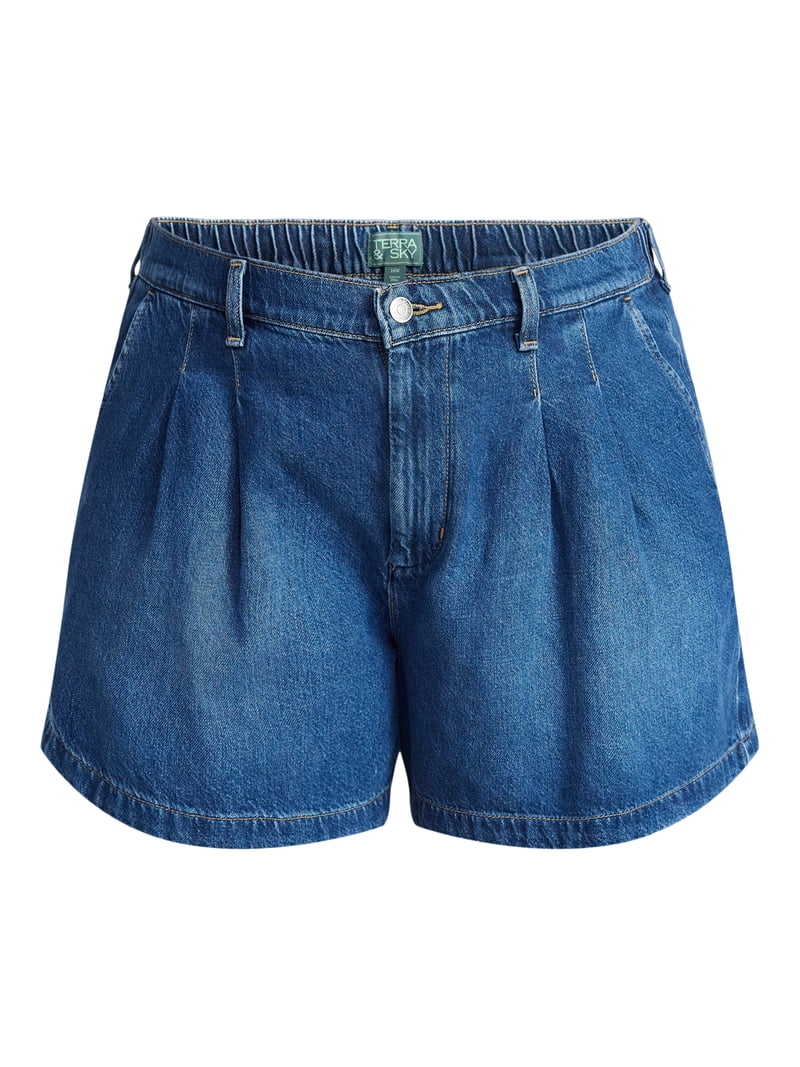 Terra & Sky Women's Plus Size Drapey Denim Shorts, Sizes 16W-26W