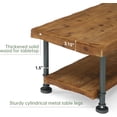 thumbnail image 2 of Tribesigns Solid Wood Coffee Table, 47" Rectangular Accent Center Table with 2-Tier Live Edge Shelf & Metal Legs for Living Room, Brown and Black, 2 of 7