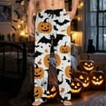 thumbnail image 5 of SJLDQY Mens Halloween Pajamas Pants Wide Leg Pjs Trousers for Men Hallowmas Pumpkin Ghost Elastic Waist Homewear Loungewear With Pocket, 5 of 6