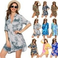 thumbnail image 3 of Women's Swimsuit Beach Cover Up Shirt Bikini Beachwear Bathing Suit Plus Size V Neck Beach Dress, 3 of 6