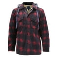 thumbnail image 3 of Men's Heavyweight Flannel Fleece Lined Plaid Sherpa Hoodie Jacket (M5065 - #209 (Red/Black), XL), 3 of 5
