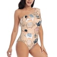 thumbnail image 3 of Gaeub Cute Ink Drawn Elephants Women's One Shoulder Ruffle Tummy Control Swimwear for Swimming Surfing Beach Party - Large, 3 of 8