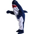 thumbnail image 1 of Saco de dormir con tiburón, delfín y ballena 2024, manta de forro polar esponjoso, pijama de una pieza para niños y adultos, manta con capucha de animales de dibujos animados, 1 of 6