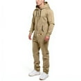 thumbnail image 6 of Men's Hooded Jumpsuit Zip Up Pajamas Playsuit Jogger Sweatsuit Overall Romper, Fleece-Lined for Winter Lounge and Comfortable Sleepwear,Beige,L, 6 of 7