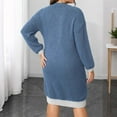 thumbnail image 4 of Ynynloco Plus Size Sweater Dresses for Women 2025 Cable Knit V Neck Long Sleeve Color Block Pullover Tunic Sweaters Casual Loose Fall Dresses, 4 of 5
