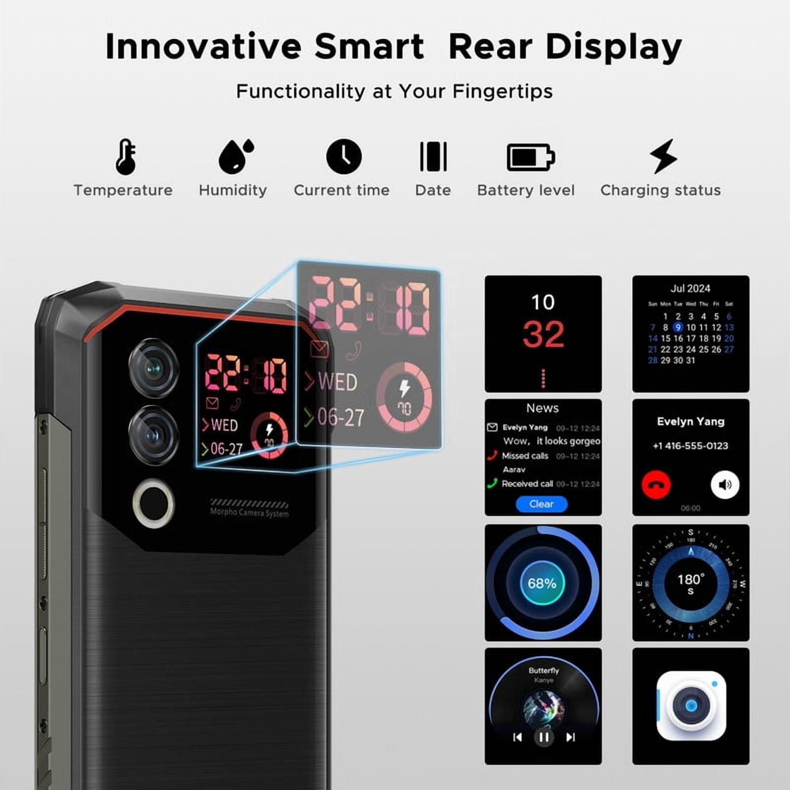 DOOGEE Blade 10 Max Rugged Phone Unlocked,10300mAh Rugged Smartphone,6.56" HD+ 1.54" Dual Screen,20GB+256GB/2TB,4G Dual SIM Android Waterproof Phone,3 Card Slots/NFC/Face ID/OTG