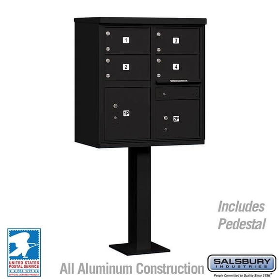 Salsbury Industries 30.5 x 62 x 18 in. Cluster Box Unit - 4 C Size Doors - Type V - USPS Access, Black
