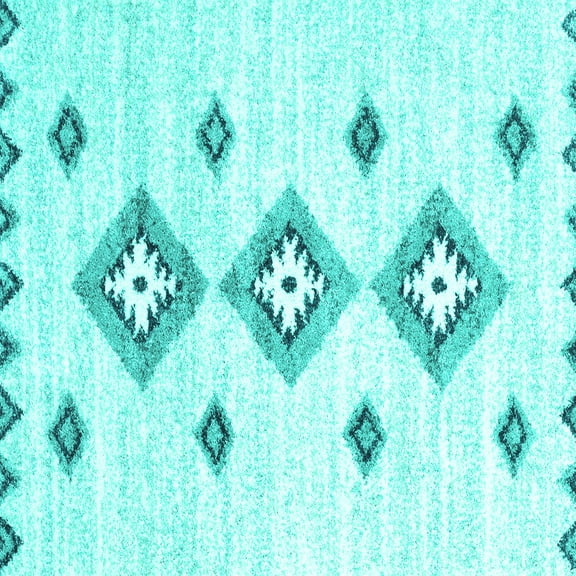 Ahgly Company Indoor Square Abstract Turquoise Blue Contemporary Area Rugs, 3' Square