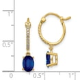 thumbnail image 5 of 14K Yellow Gold 0.1ct Diamond & Sapphire Dangle Hoop Earrings, 5 of 5