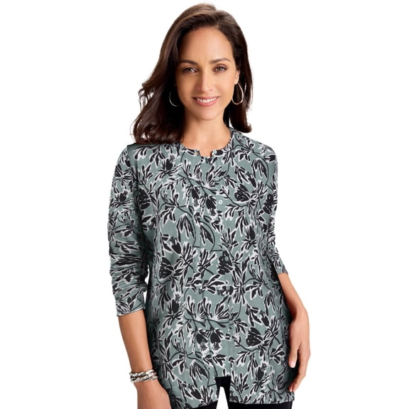 Jessica London Women's Plus Size Fine Gauge Button-Front Cardigan