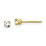 14k Yellow Gold Inverness 3mm CZ Long Post Earrings 3x3 mm