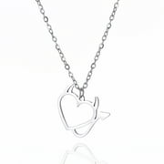 EUEAVAN Silver Devil Love Heart Pendant Necklace Stainless Steel Jewelry