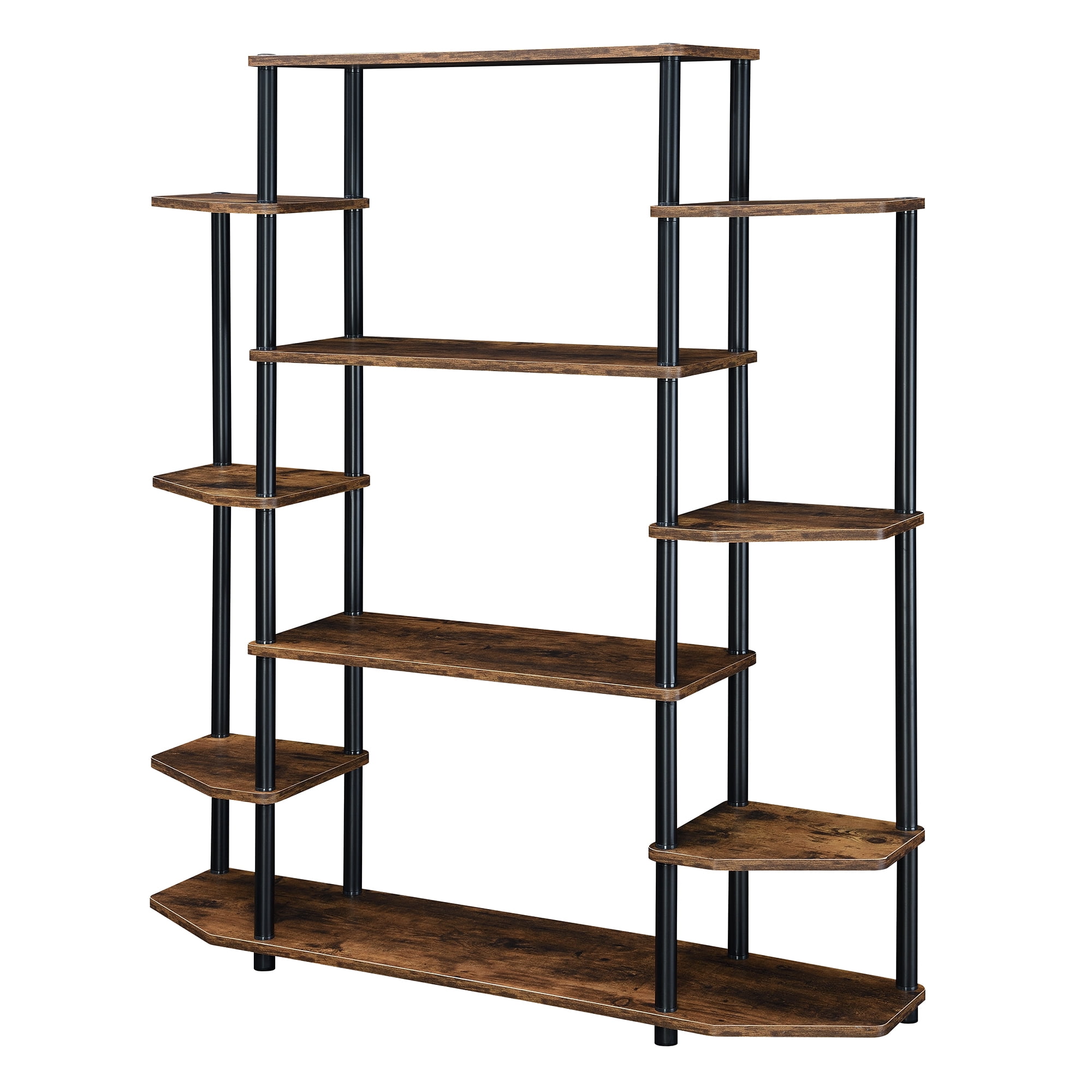 Convenience Concepts Designs2Go No Tools Wall Unit Bookshelf, Barnwood/Black Poles, All Ages