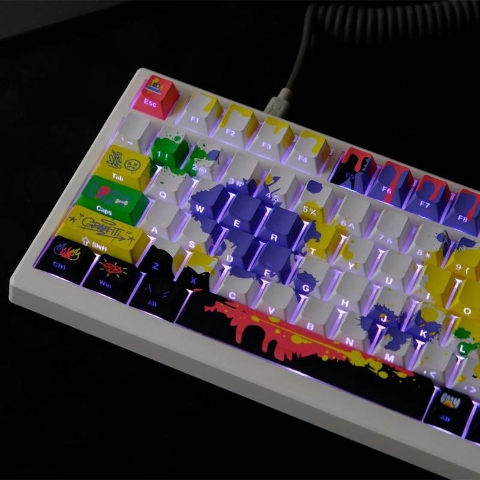 130Key Keycap Cherry Height Graffiti Side Engraved Translucent Keycaps PBT Heat Sublimated For Mechanical Keyboards