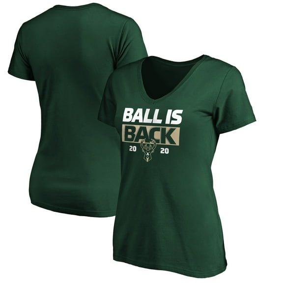 Women's Green Milwaukee Bucks Ball Is Back V-Neck T-Shirt