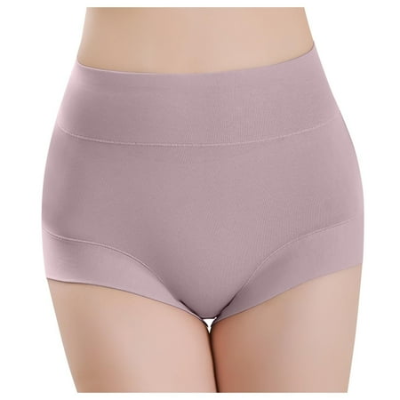 Icvfdpl Womens Underwear Briefs High Waisted Plus Size Solid Color Belly Lift Comfortable Skin-Friendly Panties For Women Purple M