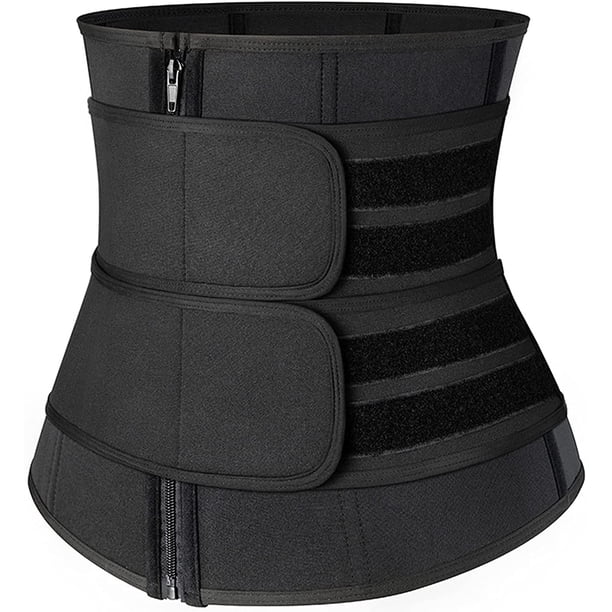 Entrenador de cintura para mujer, corsé de peso con cremallera, banda para el estómago, quemador de neopreno, recortador de Sauna para el sudor, cinturón de entrenamiento corporal negro Adepaton CZYD-ZC145-5